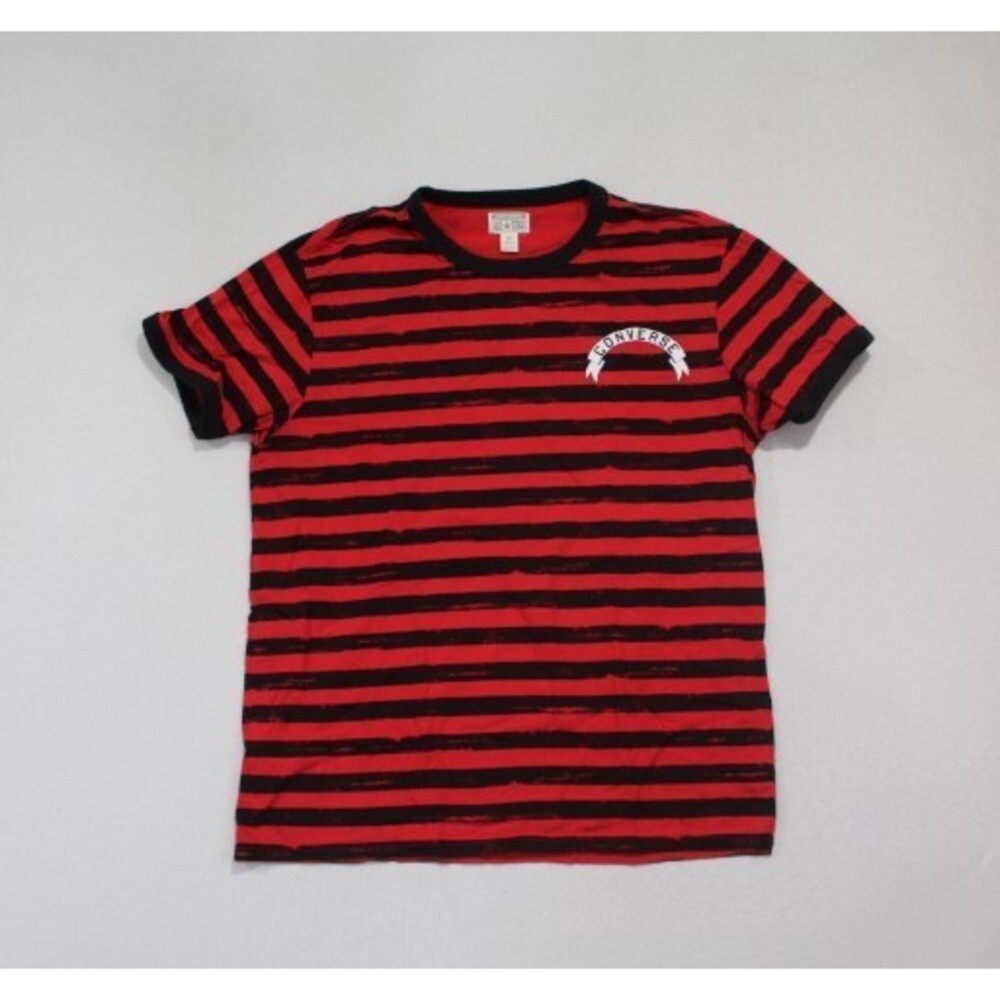 Converse All Stars Men Tee Shirt Red Black Striped Size Large